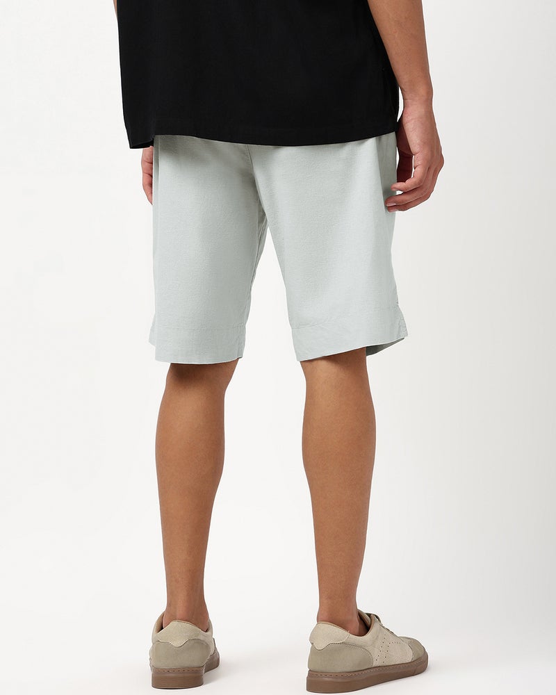 bewakoof Men's Light Grey Oversized Cotton Linen Shorts - Image 3